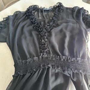 Generation Love Sheer Black Ruffle Maxi Dress